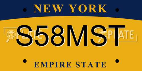 S58MST New York License Plate