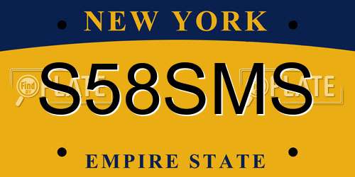 S58SMS New York License Plate