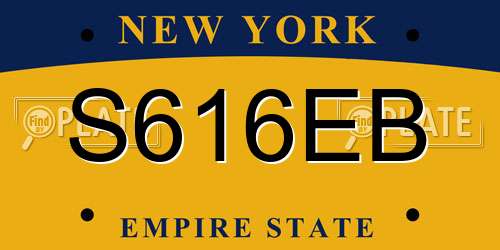 S616EB New York License Plate