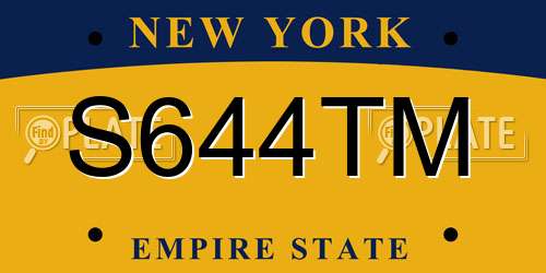 S644TM New York License Plate