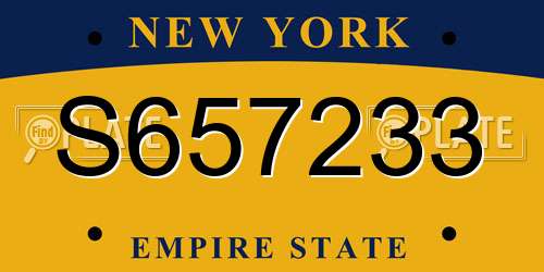 S657233 New York License Plate