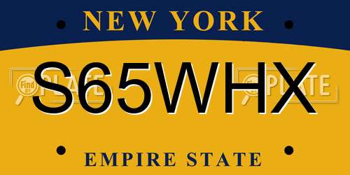 S65WHX New York License Plate