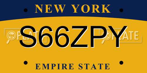 S66ZPY New York License Plate