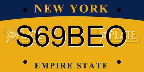 S69BEO New York License Plate