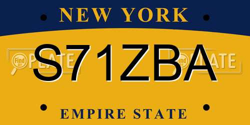 S71ZBA New York License Plate