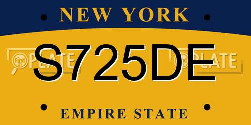 S725DE New York License Plate