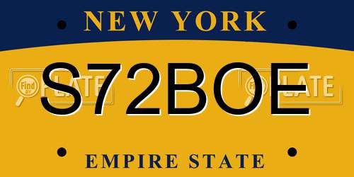 S72BOE New York License Plate