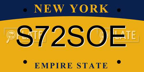 S72SOE New York License Plate