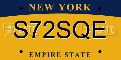 S72SQE New York License Plate