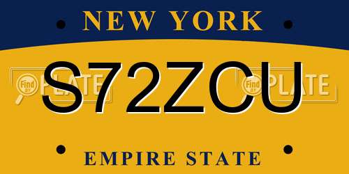 S72ZCU New York License Plate