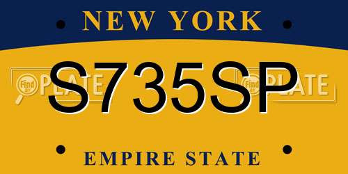 S735SP New York License Plate