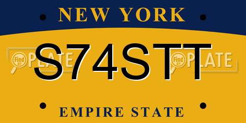 S74STT New York License Plate