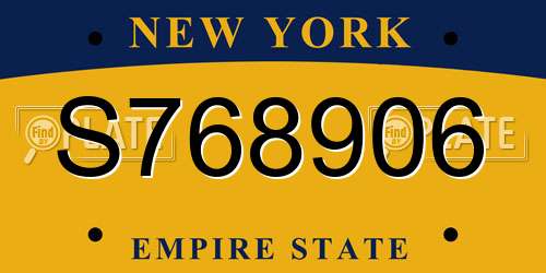 S768906 New York License Plate
