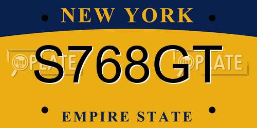 S768GT New York License Plate