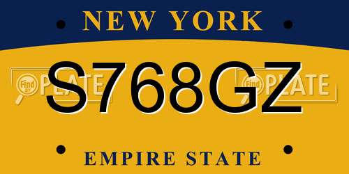 S768GZ New York License Plate