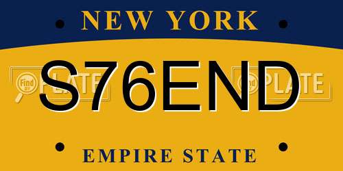 S76END New York License Plate