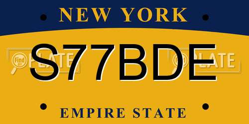 S77BDE New York License Plate
