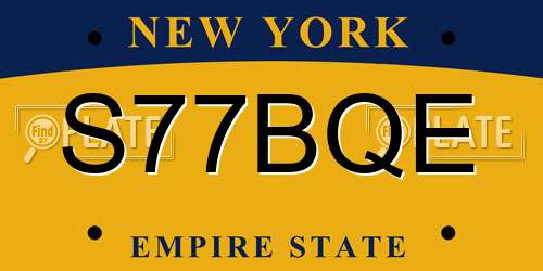 S77BQE New York License Plate