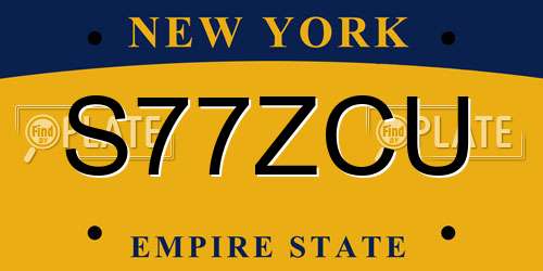 S77ZCU New York License Plate
