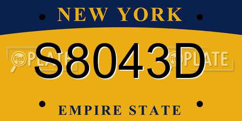 S8043D New York License Plate