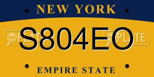 S804EO New York License Plate