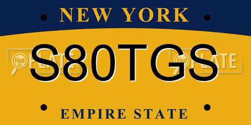 S80TGS New York License Plate