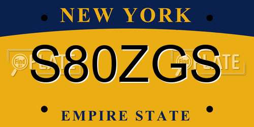 S80ZGS New York License Plate