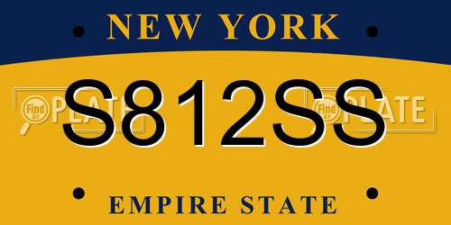 S812SS New York License Plate