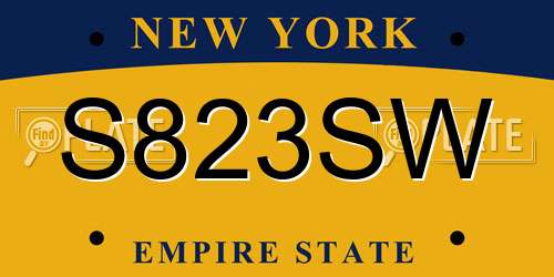S823SW New York License Plate