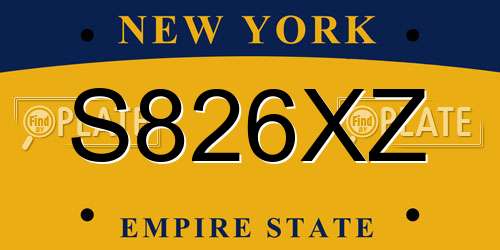 S826XZ New York License Plate