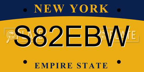 S82EBW New York License Plate