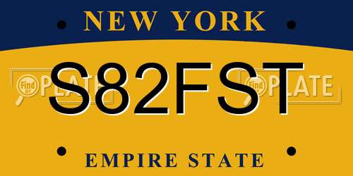 S82FST New York License Plate