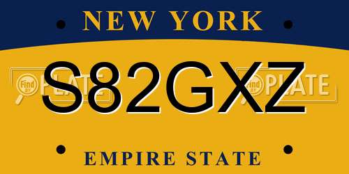 S82GXZ New York License Plate