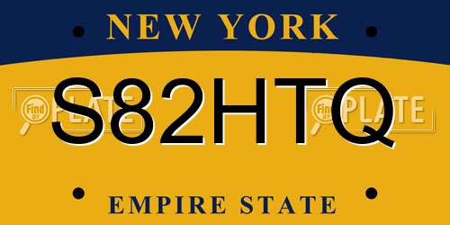 S82HTQ New York License Plate