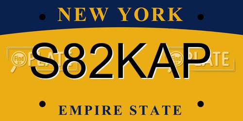 S82KAP New York License Plate