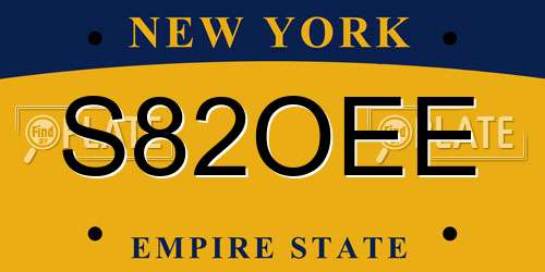 S82OEE New York License Plate