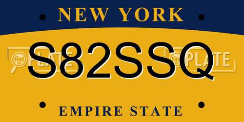 S82SSQ New York License Plate
