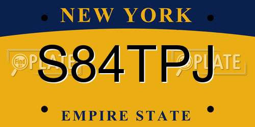 S84TPJ New York License Plate