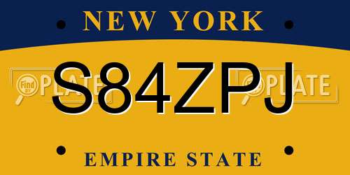 S84ZPJ New York License Plate