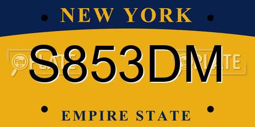 S853DM New York License Plate