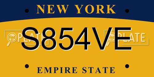 S854VE New York License Plate