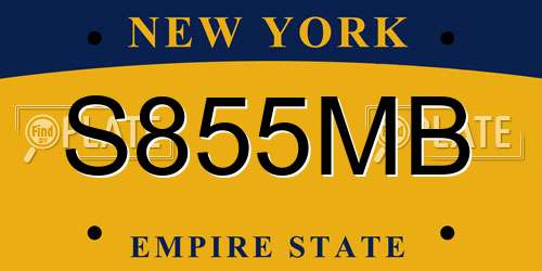 S855MB New York License Plate