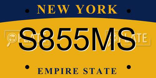 S855MS New York License Plate