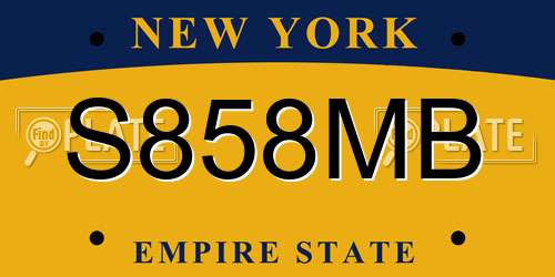 S858MB New York License Plate