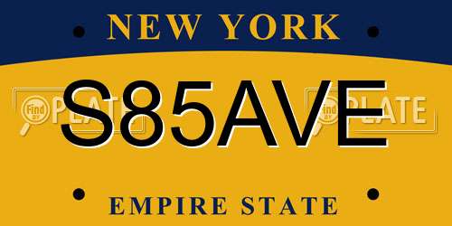 S85AVE New York License Plate
