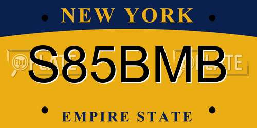 S85BMB New York License Plate