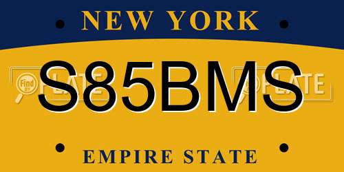 S85BMS New York License Plate