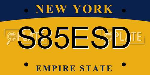 S85ESD New York License Plate