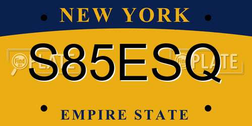S85ESQ New York License Plate