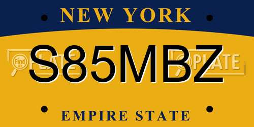 S85MBZ New York License Plate